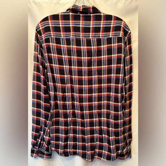 SCOTCH & SODA Regular Shirt Men's Medium Plaid Check Blue Red Black 100% Viscose - Picture 6 of 8